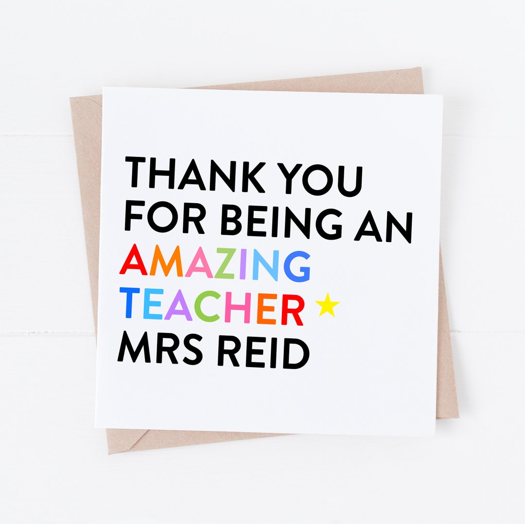 Personalised Teacher Thank You Card - Thank You for Being an Amazing ...