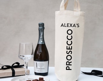Personalised Prosecco bottle bag - Gift for Prosecco lover - Prosecco gift bag - Personalised Bridesmaid gift