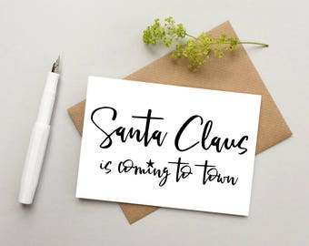 Santa Christmas cards - Fun Santa Christmas cards - monochrome Christmas cards - stylish Christmas card - Single, 5 or 10 pack of cards