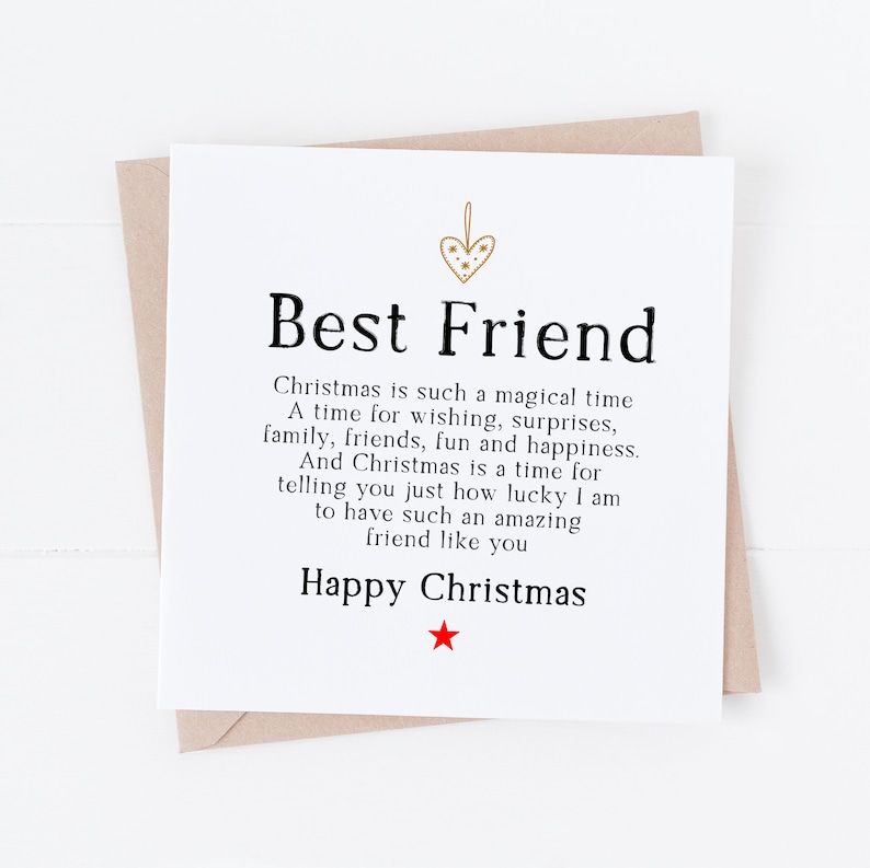 Best Friend Christmas Card - Christmas Card for Best Friend - Christmas ...