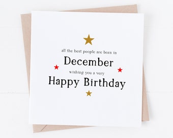 December Birthday card - Birthday card for December Birthday - Funny December  Birthday card - Christmas Birthday card - Xmas Birthday card