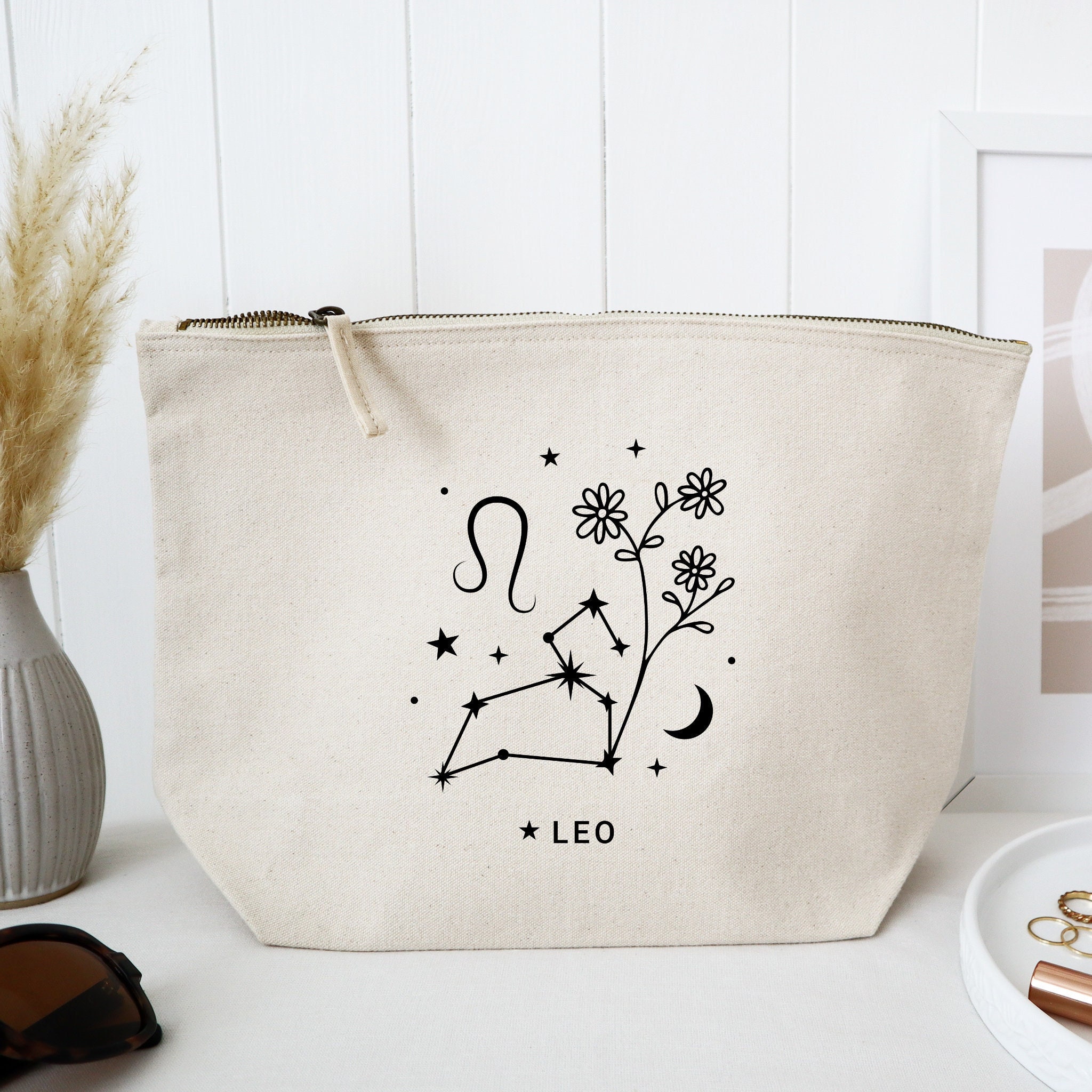 Leo star sign gift - friendly cosmetic make up bag - Stocking filler gift for girls - Christmas gift for girls - Zodiac gift bag