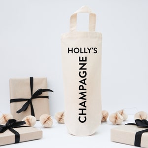 Personalised champagne bottle bag - Gift for champagne lover - Champagne gift - Personalised Bridesmaid gift - Wine bag - Well done gift