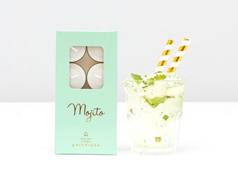 Scented tealights - Set of 8 tealights - Gift for Mojito cocktail lover - Stocking filler - Gift for home lovers - Gift for friend