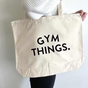 Gym bag Gym things tote bag Large gym stuff cotton bag Gift for gym lover image 4