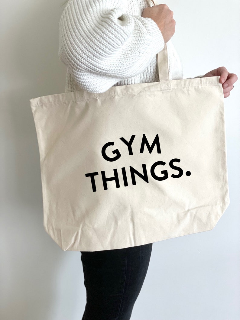 Gym bag Gym things tote bag Large gym stuff cotton bag Gift for gym lover image 4