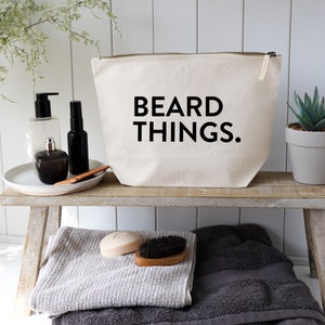 Beard things toiletry bag - beard lover gift - Beard products bag - Gift for men - Men's grooming products bag - Eco friendly toiletry bag