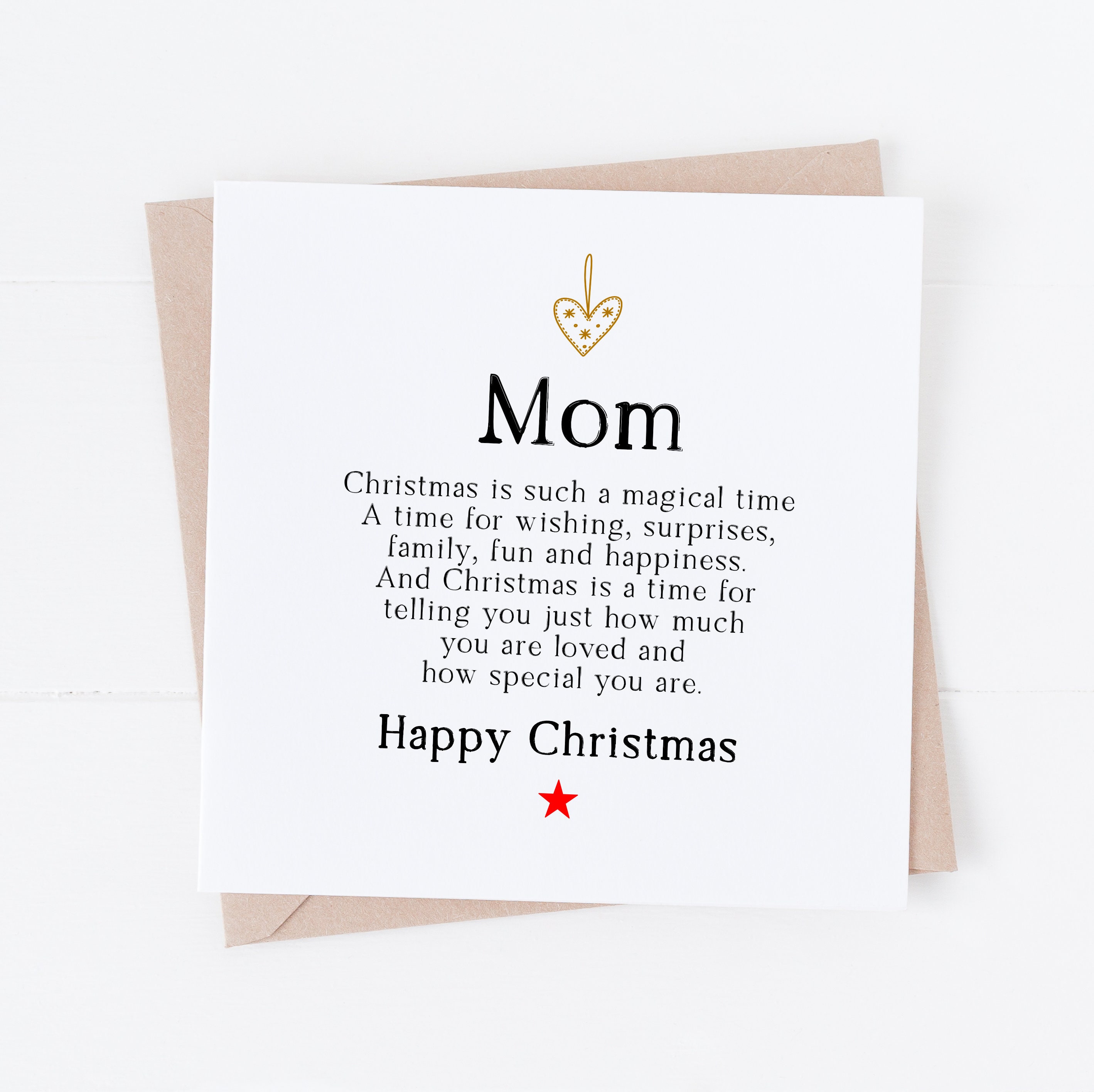 Weihnachtskarte Für Mama – Niedliches Gänse-Motiv, Mit Rotem Umschlag