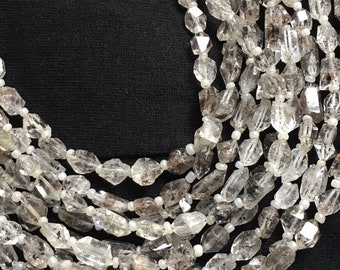 Natural Diamond Quartz Faceted Nuggets Shape Gemstone Beads, Uneven Size Rough Beads, 13.5 Inches Quartz Loose Beads For Making Jewelry