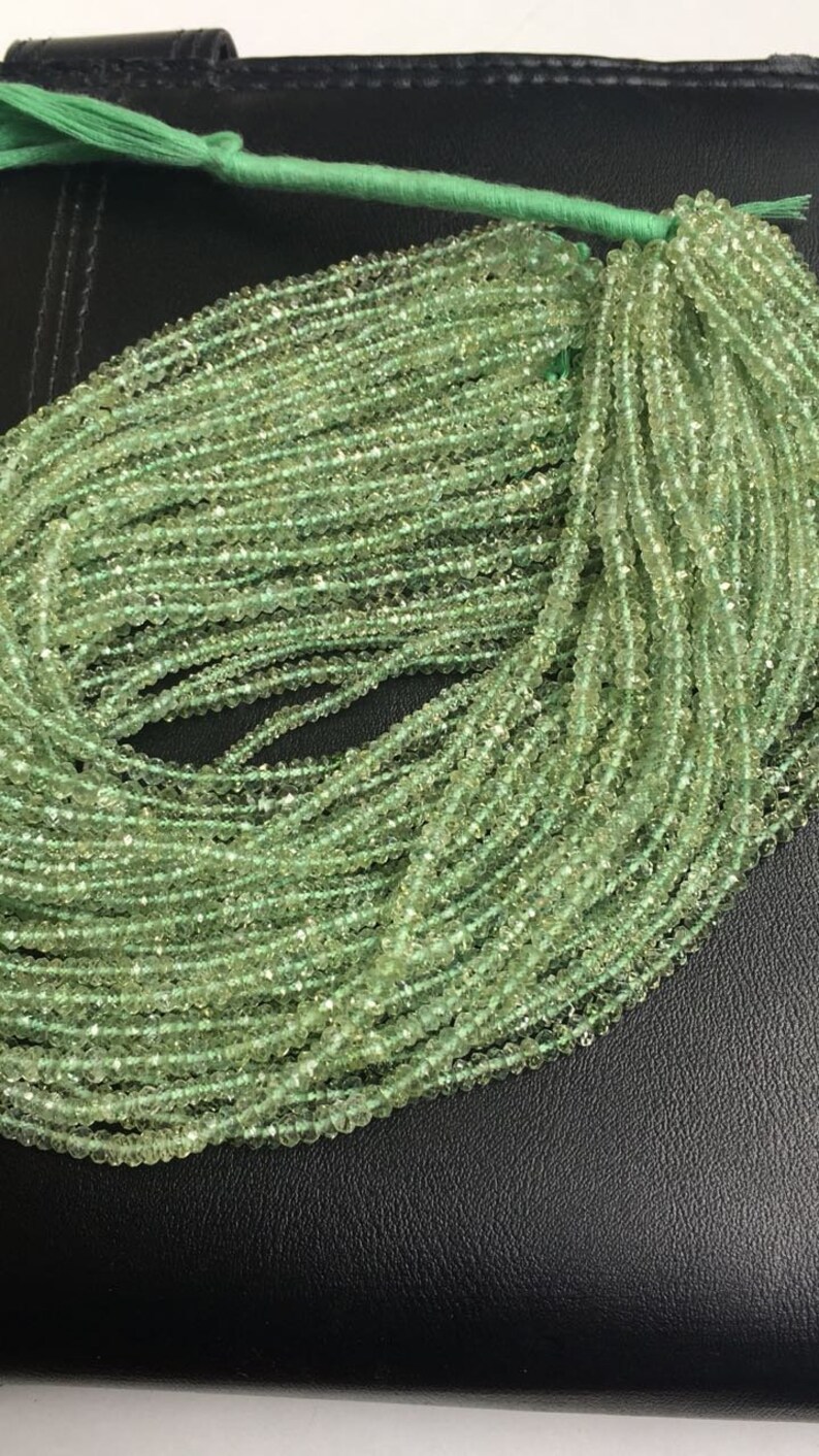 AAA green aquamarine faceted beads strand 13 inches,3.5-4mm