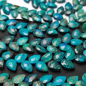 Beautiful Natural AAA Chrysocolla Leaf Faceted Briolette Beads, 7/10 MM Chrysocolla Beads, 8 Inches Strand An Amazing Item, Gift For Her