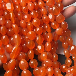 AAA Natural Carnelian Smooth Nuggets Gemstone Beads Strand 10/12 mm Approx 18 Inches Orange Stone Beads An Amazing Item, Semi Precious Beads