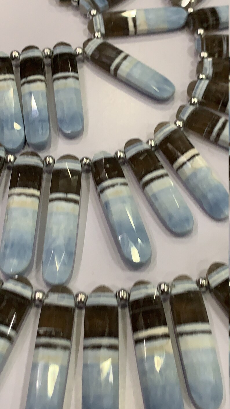 8 inches natural bio blue opal fancy shape briolette,bio opal 830-840mm approx