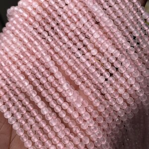 Natural Rose Quartz Micro Faceted Gemstone Beads 3 mm High Quality 13 Inch Strand An Amazing Item For Jewelry, Madagascar Healing Stone