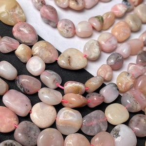 Natural Pink Opal Smooth Nuggets Beads 9/12 mm Pink Opal Gemstone Beads Opal Nuggets 15 Inches Strand