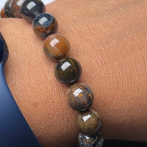 New Brand Natural Rare Amazing Pietersite 9 mm Round Beaded Bracelet Round Beads At Low Price
