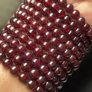 Top Quality- Natural Red Garnet Smooth Round Beaded Gemstone Bracelet, Garnet 7 mm Bracelet For Girls, Beads For Jewelry Making, Gifts