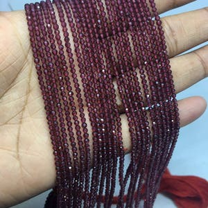 Pack of 4 Strand- Natural Mozambique Garnet Micro Faceted Round Gemstone Beads, 2 mm Small Tiny Beads, 15 Inches Loose Gemstone Beads, Gift