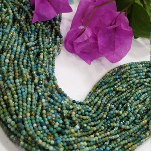Turquoise Micro Faceted Beads Strands  Rondelle Turquoise Beads Arizona Turquoise Faceted Beads 2.5 mm Tiny Semi Precious Gemstone 13 Inches
