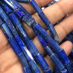 New Brand Natural Lapis Lazuli Tube Faceted Beads, 6/12 mm Approx Beautiful Blue Lapis Beads 16 Inches Strand An Amazing Item