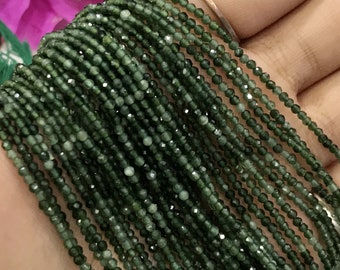 Pack Of 3 Strands Moss Agate Micro Faceted Round Shape Beads, 2 mm Loose Gemstone Beads 13 Inches Strand For Making Designing Jewelry