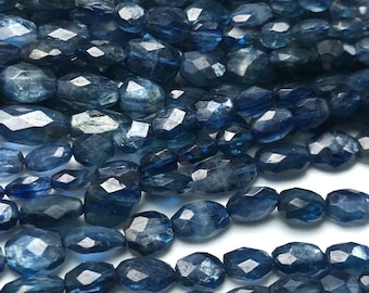 Cianita azul natural AAA / Ovalada facetada de 6/7-7,5/10 mm / Cuentas de piedras preciosas / Hilo de 38 cm / Para hacer joyas