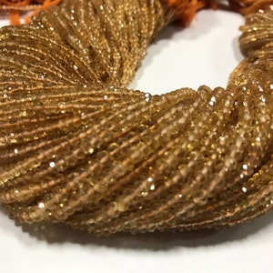 AAA Citrine Micro Faceted Rondelle | 13 Inch Strand | 3MM Approx | Pack Of 4 Strings | Jewelry Making Beads | Birthstone Beads | Craft Beads