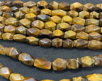 Pack Of 2 Strands New Brand TIGER EYE Cut RECTANGLE Faceted Beads Superb Item 10/14 mm Approx 17 Inch Strand