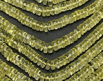 AAA Quality- Natural Lemon Topaz | Heishi Tyre Shaped Gemstone Beads | Size- 5.5-6 mm Beads | 16 Inches Strand An Amazing Item