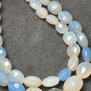 New Brand Natural Aqua Chalcedony Oval Faceted Beads ,7.5 Inch Strand, 9/10 mm Approx, Chalcedony Beads An Amazing Item