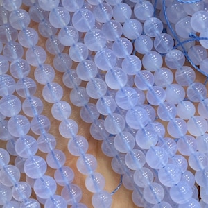 16 Inches AAA Top Quality- Blue Lace Agate Smooth Round Gemstone Beads, Jewelry Making Beads, Wholesale Beads, Craft Beads, Fancy Shape Bead
