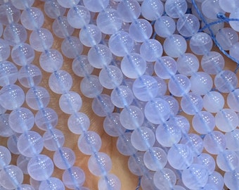 16 pulgadas - Cuentas redondas lisas de ágata azul con encaje de alta calidad, ideales para la fabricación de joyas, venta al por mayor, manualidades y como parte de cuentas de formas originales.