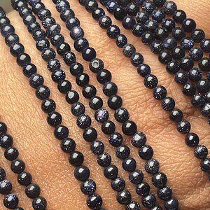 Natural Blue Sunstone Smooth Round Gemstone Beads, 3 mm Semi Precious Beads, 14.5 Inches Strand For Making Jewelry, AAA Loose Beads