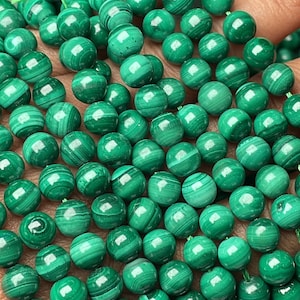 Independence Day Sale Top Quality Natural Malachite Smooth Round 6-6.5 mm Beads, Natural Malachite Beads 15 Inch Strand