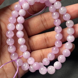 Natural Kunzite 7 mm Round Beaded Bracelet High Quality Gemstone Beads For Jewelry Making Stretchable Bracelet, Chakra/Yoga Jewelry Bracelet