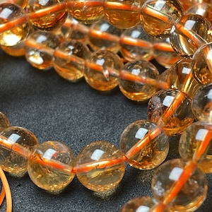 Amazing- Natural Citrine Smooth Round Gemstone Beaded Bracelet, Size- 8-8.5 mm Stretch Handmade Bracelet, Unisex / Wealth Beaded Bracelet