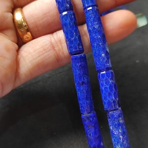 New Brand Natural Lapis Lazuli Tube Shape Concave Cut Faceted Beads, 6/13-6/24 mm Approx Beautiful Blue Lapis Beads 8 Inches Strand