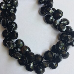 Natural Black Onyx Faceted Heart Shape Gemstone Beads, 9/9 mm Approx Briolettes Beads, 7 Inch Strand For Making Jewelry, Semi Precious Beads