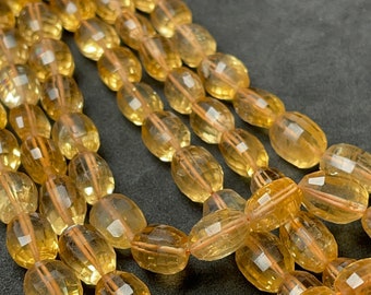 New Brand Natural CITRINE 8.5-10 mm Approx  Step Cut Oval Faceted Nuggets Beads, 16 Inches Strand An Amazing Item, Wholesale Jewelry Beads