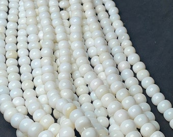 Natural White Opal smooth Rondelle Shape Gemstone Beads, Size- 7-10.5 mm Approx, 17 Inch Strand An Amazing Item For Making Jewelry & Craft