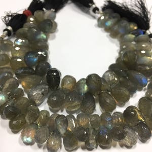 Fine Quality Labradorite Teardrop Faceted Gemstone Beads, 9/15mm Blue Flashy Beads, 8 Inches Strand Bulk Suppliers, Handmade Loose Beads