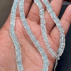Natural Aquamarine Smooth Tyre Shaped Gemstone Beads, 16 Inch Strand, Aquamarine 5.5 mm Approx Tyre Beads, Jewelry Making Beads, Loose Beads