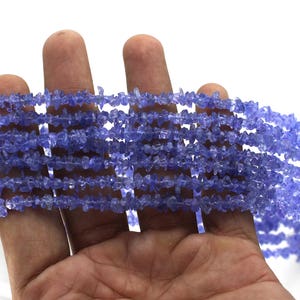 Pack Of 10 Strands- Quantity Pack- Natural Tanzanite Uncut Chips Beads, Tanzanite Chips Beads, 36 Inches Strand For Jewelry Making In Bulk