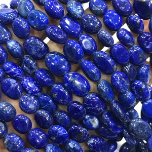 Super Quality Natural Lapis Lazuli Smooth Oval Gemstone Beads, Size- 7/9 mm Blue Lapis For Making Jewelry, 15.5 Inches Strand At Low Prices