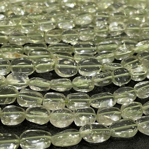 Top Quality Natural Green Amethyst Smooth Oval Beads Strand, Gorgeous 14 Inches Green Amethyst  Beads 5.5/8.5 mm Approx