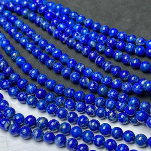 Natural Lapis Lazuli Smooth Round Gemstone Beads, Size- 5-5.5 mm Blue Beads, 15.5 Inches Strand Loose Beads, DIY Jewelry Making Beads- Gifts
