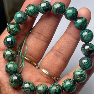 Beautiful Natural Rare Chrysocolla Round Beaded Bracelet, 10 MM Chrysocolla Beads Communication - Relaxation - Absorption