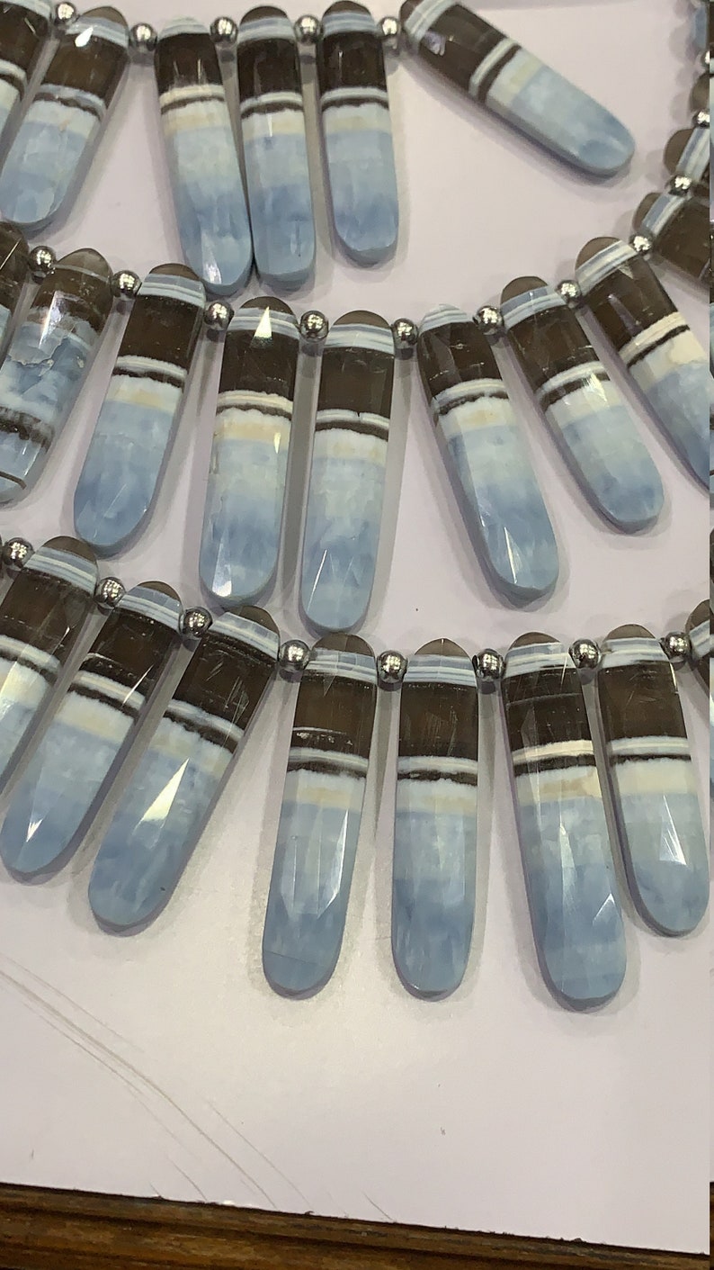 8 inches natural bio blue opal fancy shape briolette,bio opal 830-840mm approx