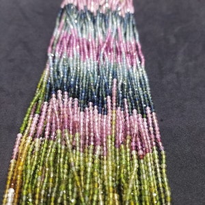 Natuurlijke multi-toermalijn microfacetten ronde edelsteenkralen, maat 2 mm mini-chakrakralen, 15 inch streng voor het maken van sieraden, losse kralen