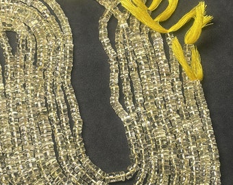 Natural Lemon Topaz Heishi Smooth Tyre Shape Gemstone Beads Size- 5-6.5 mm, 13 Inch Strand For making Jewelry